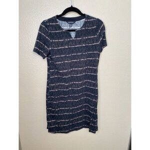 Ellen Tracy Womens Striped Short-Sleeve T-Shirt Dress Black S tye dye cotton